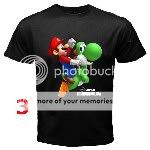 NEW SUPER MARIO BROS WII BLACK T SHIRT #2 (9 DESIGN)  